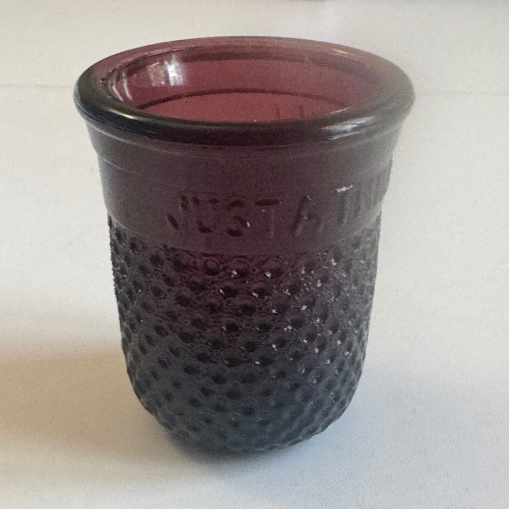 Mosser Glass Amethyst Purple Just A Thimble Full Shot Glass Vintage Hobnail 2in